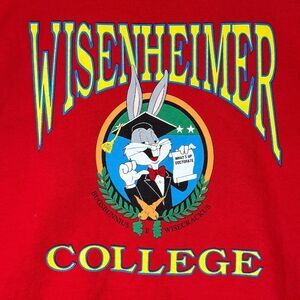 ACME Clothing Sweatshirt XL Red Bugs Bunny Wisenheimer College Whats Up Doc 1991